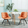 2× brown Faux Leather Dining Chairs Padded Seat & Metal Legs Corner Chairs Room