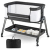 Baby Bedside Crib Folding Sleeper Bassinet Cot Bed Portable 7 Adjustable Heights