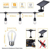 49FT Outdoor Garden LED Festoon Fairy String Lights 15 Bulbs USB & Solar Powered