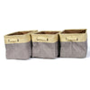 3Pcs Storage Baskets Foldable Linen Fabric w/ Handle Toy Clothes Organizer Box