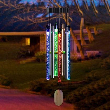 SOLAR POWERED LED COLOR CHANGING WIND CHIME LIGHT OUTDOOR GARDEN TREE DECOR