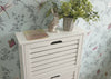 Shoe Storage Cabinet 3 Tier Grey Slatted Cupboard Doors Scandanavian Style