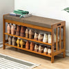 Hallway Shoe Storage Rack Cushion Padded Bench Bamboo Wood Entryway Organizer