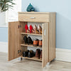 Oak Shoe Cabinet Storage 2 Door 1 Drawer Hallway Cupboard Shoe Tidy