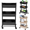 3 Tier Slim Kitchen Storage Trolley Cart Rack Shelf Fruit Basket Rolling Wheel