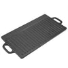 BBQ Cast Iron Grill Griddle Pan Ridged Flat Plate Non Stick Baking Cooking Tray