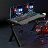 Extra Wide Black Carbon Effect Gaming Computer Desk Table with Holder Hook X Leg