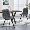 2x Deep Grey Dining Chairs Faux Leather/Suede Chairs Padded Seat Back Black Legs