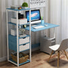 Blue L Shaped Desk Computer Corner PC Table Workstation Home Office w/ Drawer