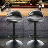 Set of 2 Bar Stools Leather Swivel Gas Lift Chair Kitchen Breakfast Pub Black