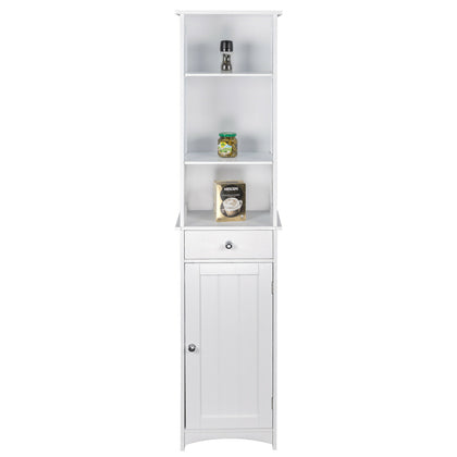 Bathroom Cabinet Storage with Shelves Drawer Free Standing Cupboard Unit White
