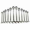 12 Ratchet Spanner Tool Set 8-19mm Ratcheting Wrench Spanners Garage Chrome Case