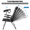 2PCS Patio Folding Reclining Chair Adjustable Garden Lounge Seat W/ Pillow & Arm