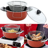 Non Stick Chip Pan Set Fryer Deep Fat Frying Basket Pot Kitchen With Glass Lid