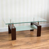 Coffee Table Modern Rectangle Oval Glass & Chrome Lower Shelf Living Room