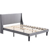Upholstered 4ft6 Double Size Bed Platform Bed Frame with Wood Slat Support Grey