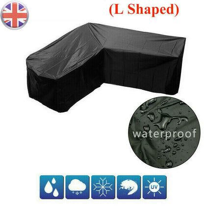 Waterproof Garden Rattan Corner Furniture Cover Outdoor Sofa Protect L Shape UK