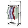 Adjustable Rolling Garment Hanger Scalable Portable Rail Clothes Rack w/ Wheels