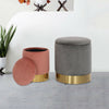 Plush Velvet Metal Golden Trim Ottoman Footstool Storage Box Seat Living Room UK