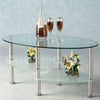 Modern Coffee Table With Lower Shelf storage Glass Chrome Living Room furniture