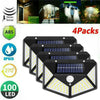 4X 100LED Solar Power PIR Motion Sensor Wall Light Outdoor Garden Security Lamps