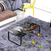 Tempered Glass Coffee Table with Metal Frame Side End Table Modern Living Room