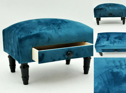 Deluxe Ottoman Footstool With Drawer Hand Made Lounge Padded Foot Stool Velvet