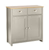 Grey Oak Sideboard 2 Door 2 Drawer Storage Cupboard Metal Handles