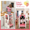 Kids Non-slip Kitchen Step Stool Toddler Learning Stool with Double Safety Rails