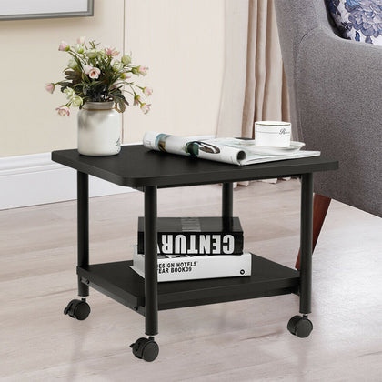 2-Tier Under Desk Machine Stand Mobile Printer Cart with Wheels for Home Office