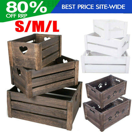 Wooden Farm Shop Wooden Slatted Apple Crate Gift Display Storage Boxes Hamper