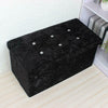 New Quilted Folding Storage Ottoman Seat, Crushed Velvet Toy Storage Box