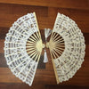 White LACE FAN Folding Hand Held Dance Party Wedding Event Flower Fancy Dress UK