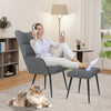 Accent Chair with Ottoman Set High Back Armchair with Footstool Lounge Tub Chair