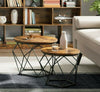 Industrial Set of 2 Coffee Tables Vintage Rustic Side End Tables Retro Metal