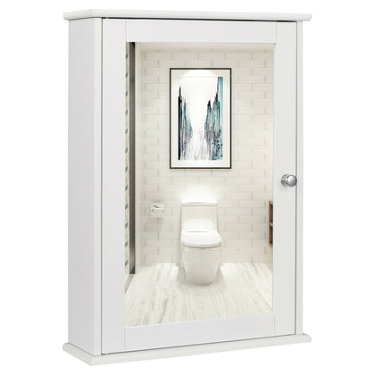 Bathroom Wall Cabinet Storage MDF Cupboard with Mirror 2 Shelves Cupboard white