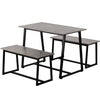 4-Seater Dining Table Set with 2 Benches Breakfast Kitchen Furniture Steel Frame