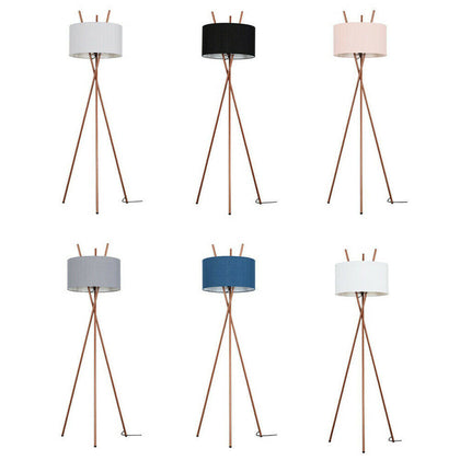 Metal Tripod Floor Lamp 190cm Tall Light Large Fabric Lampshades Home Lighting