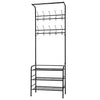 Coat Stand 190cm Coat Rack Clothes Stand Hallway Shelves with 3 Shoe Racks Metal