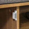Shoe Bench Home Storage Organizer w/ Wood Legs Cushion Top Cabinet Shelves