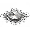 3D Wall Clock Luxury Metal Diamonds Flower Silent Art Office House Decorate
