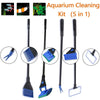 5 in 1 Glass Fish Tank Aquarium Glass Brush Cleaning Tool Fishnet Cleaner Kit LL
