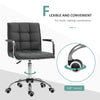Mid Back Home Office Chair Swivel Salon Stool with Arm, Wheel, Grey