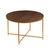 Round Coffee Table (Walnut Veneer/Gold,80 diax47.5(H) cm)-CFT50WN/G