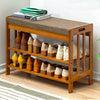 Hallway Shoe Storage Rack Cushion Padded Bench Bamboo Wood Entryway Organizer