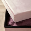 Folding Ottoman Blush Velvet Fabric Chest Solid Sturdy Storage Space Saving Box