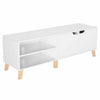 Elegant TV Stand Storage Cabinet Unit w/ Wood Legs 2 Cupboards 2 Shelves White