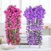 Artificial Fake Violet Orchid Flower Hanging Wall Rattan Basket Decor Outdoor ER
