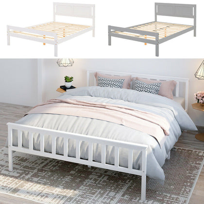 Wooden Bed Frame 4ft 4ft6 5ft Pine Wood Bed Bedstead Modern Bedroom Furniture