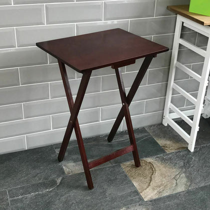 Folding Snack Table Wooden Mahogany Desk Foldable Portable Dining Laptop Coffee